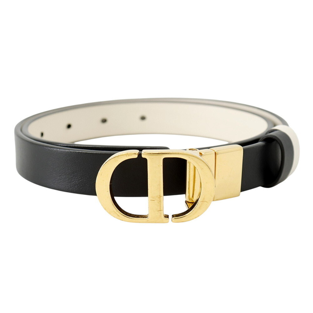 Christian Dior Belt 30 Montaigne Reversible Smooth Calf Leather B0446UWGA Bla...